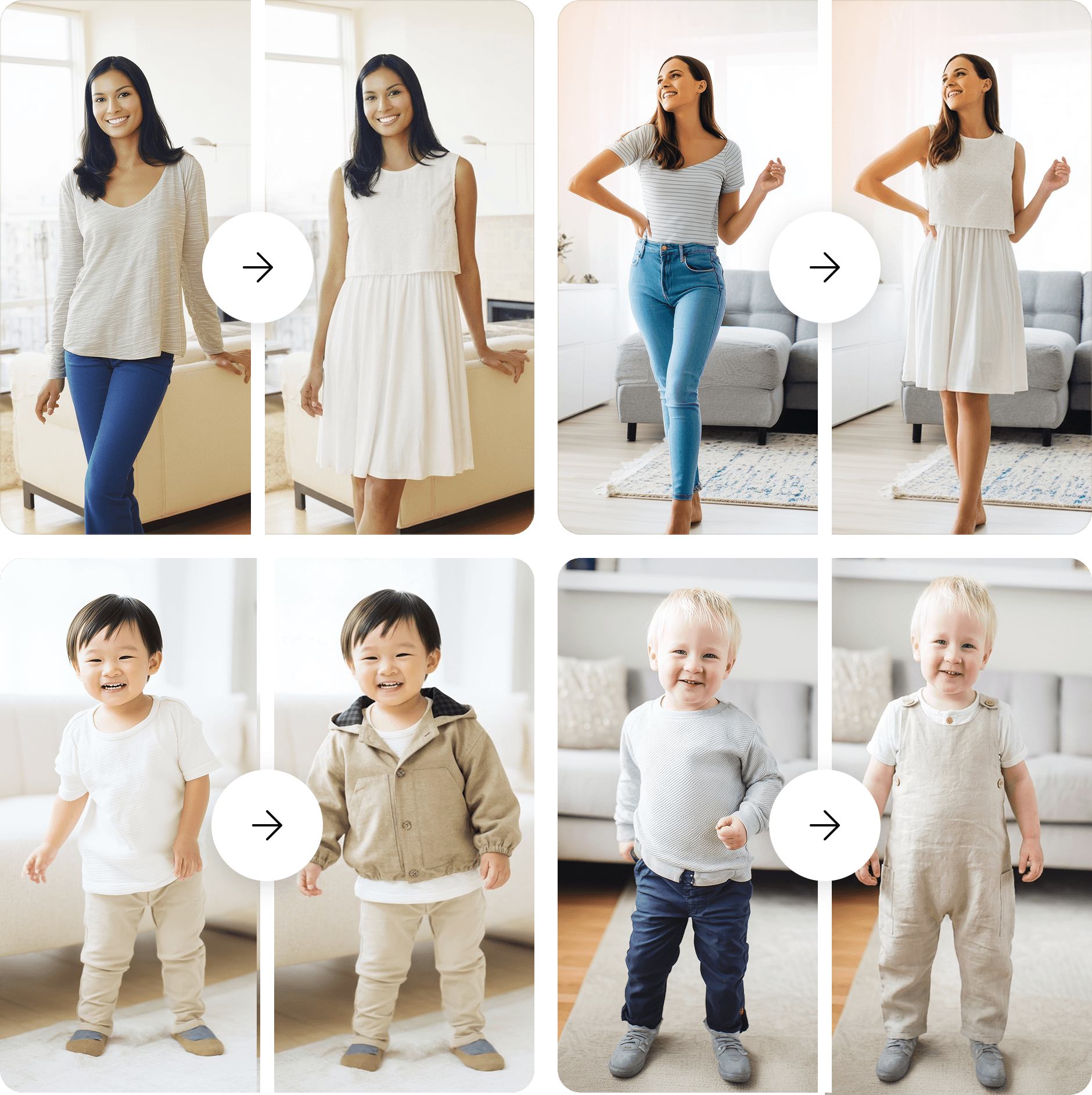 AI virtual try-on — before and after examples